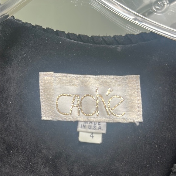 Vintage Cache Black Leather Jacket with Fringe, Bones and Beading - Picture 2 of 5